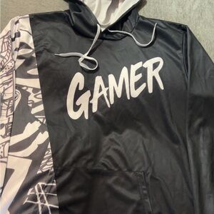 SHEIN Black & White 'GAMER' Lightweight Hooded Jacket